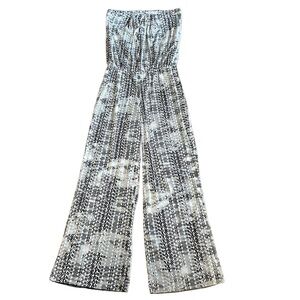 NWOT For Cynthia Swimsuit Swim Cover Up Tube Top Jumpsuit Pants Sheer Sz L